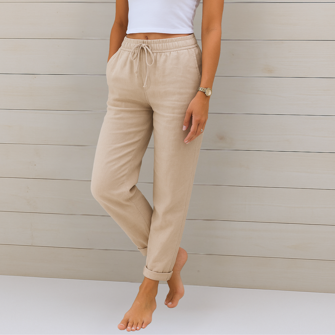 Maylora | Drawstring Relaxed Linen Trousers
