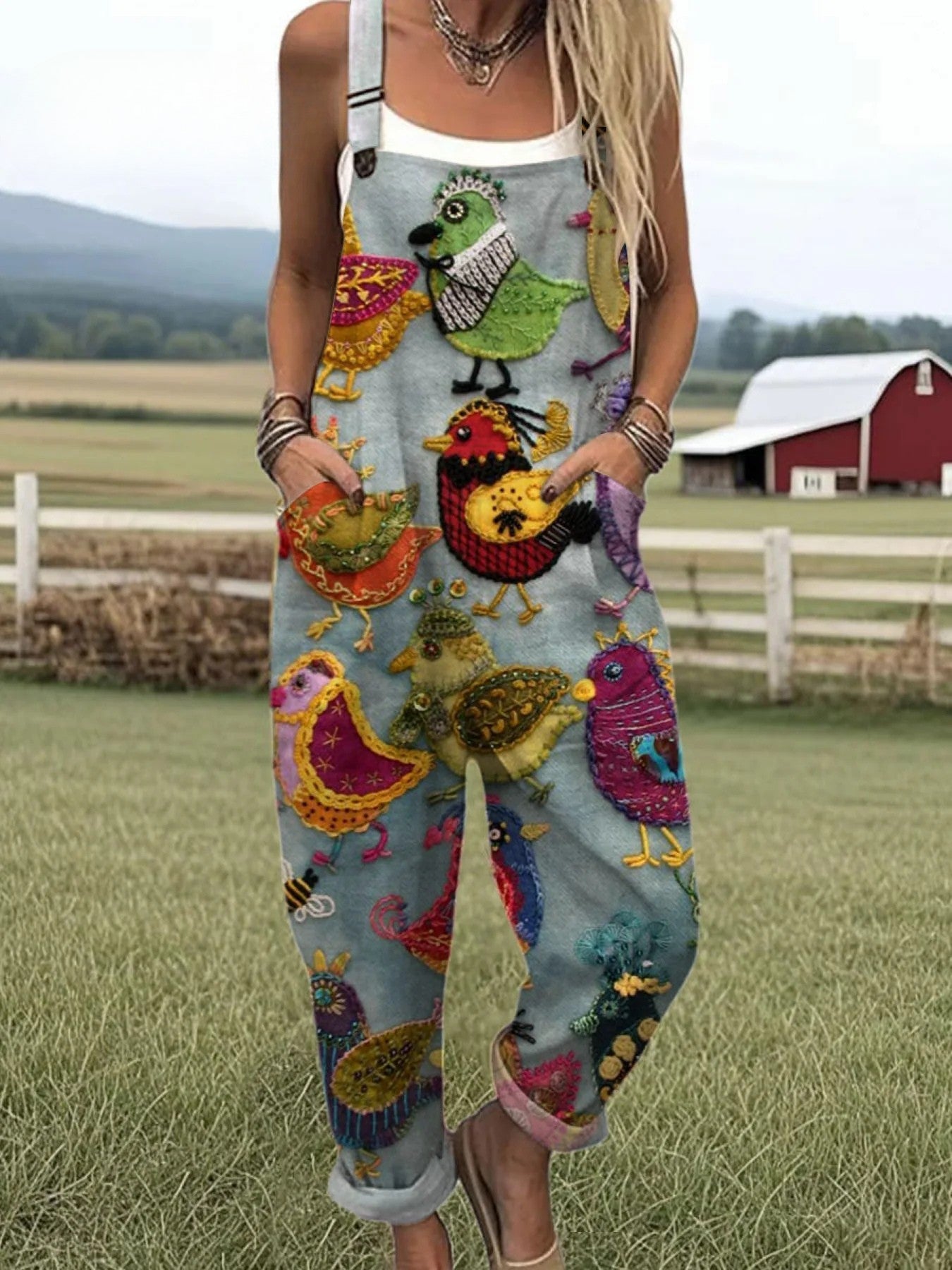 Vintage Colorful Overalls Jumpsuit